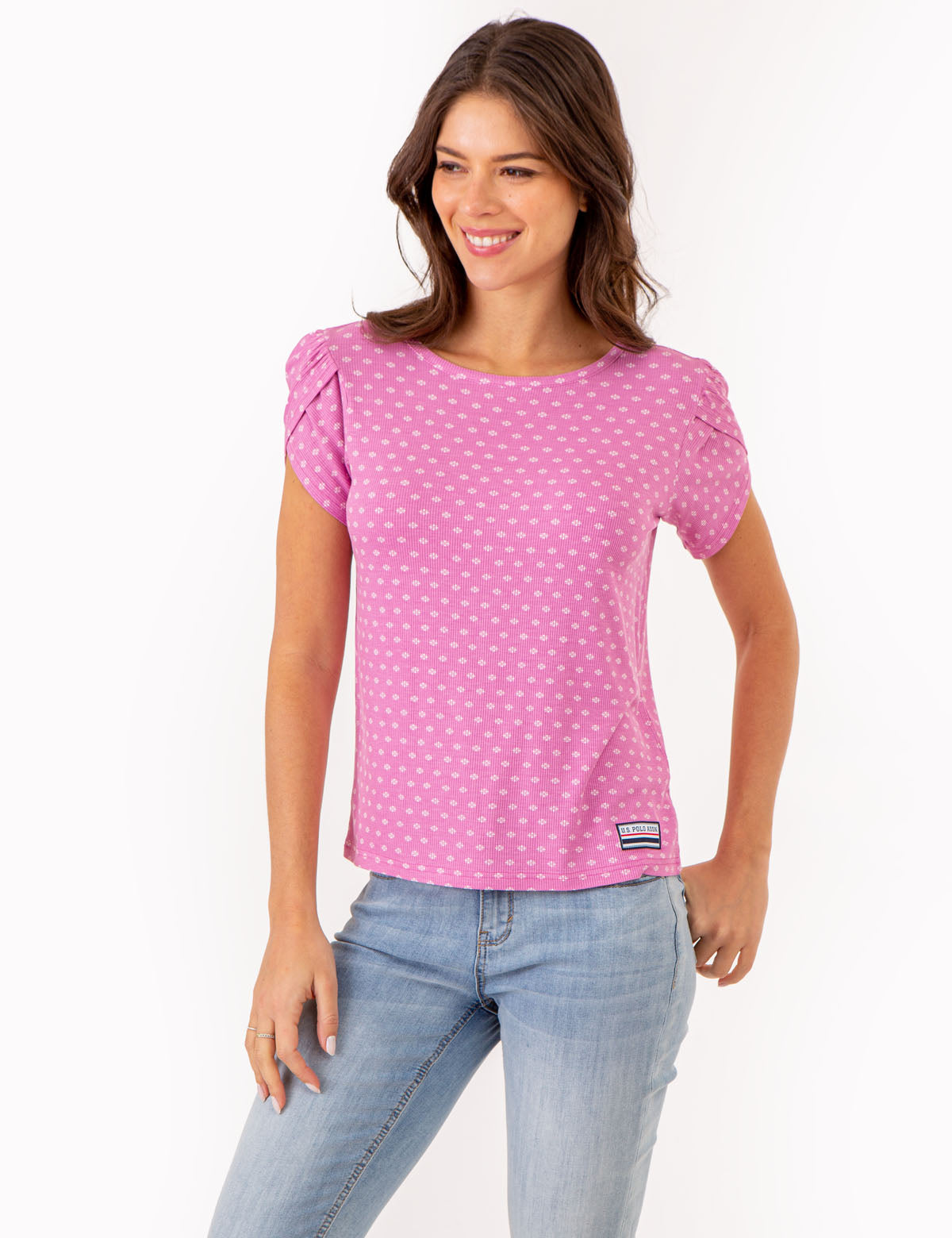 U.S. Polo Assn. - Womens Printed Tulip Sleeve Top - Size XL