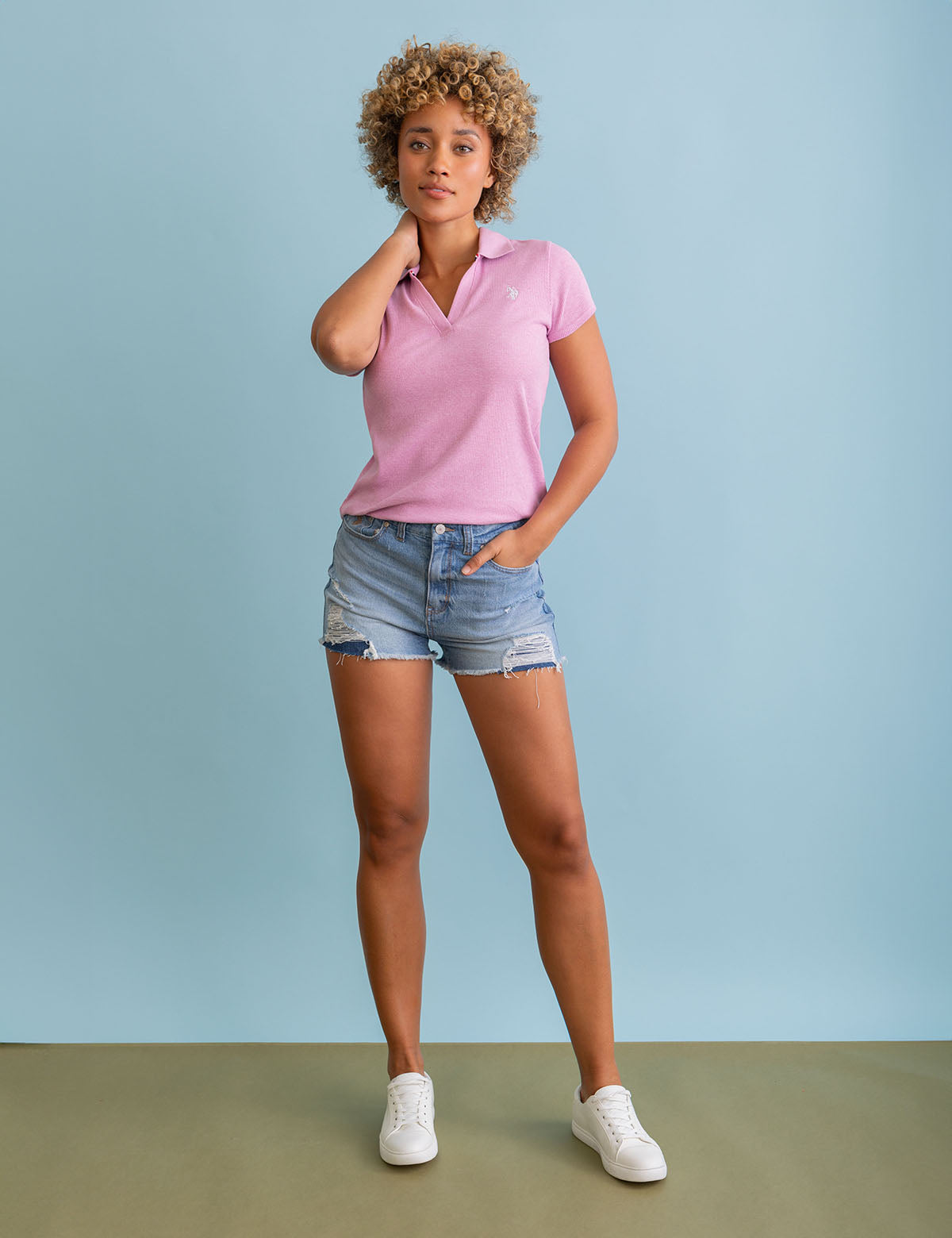 U.S. Polo Assn. - Womens High Rise Curvy Shorts With Raw Hem - Size 0