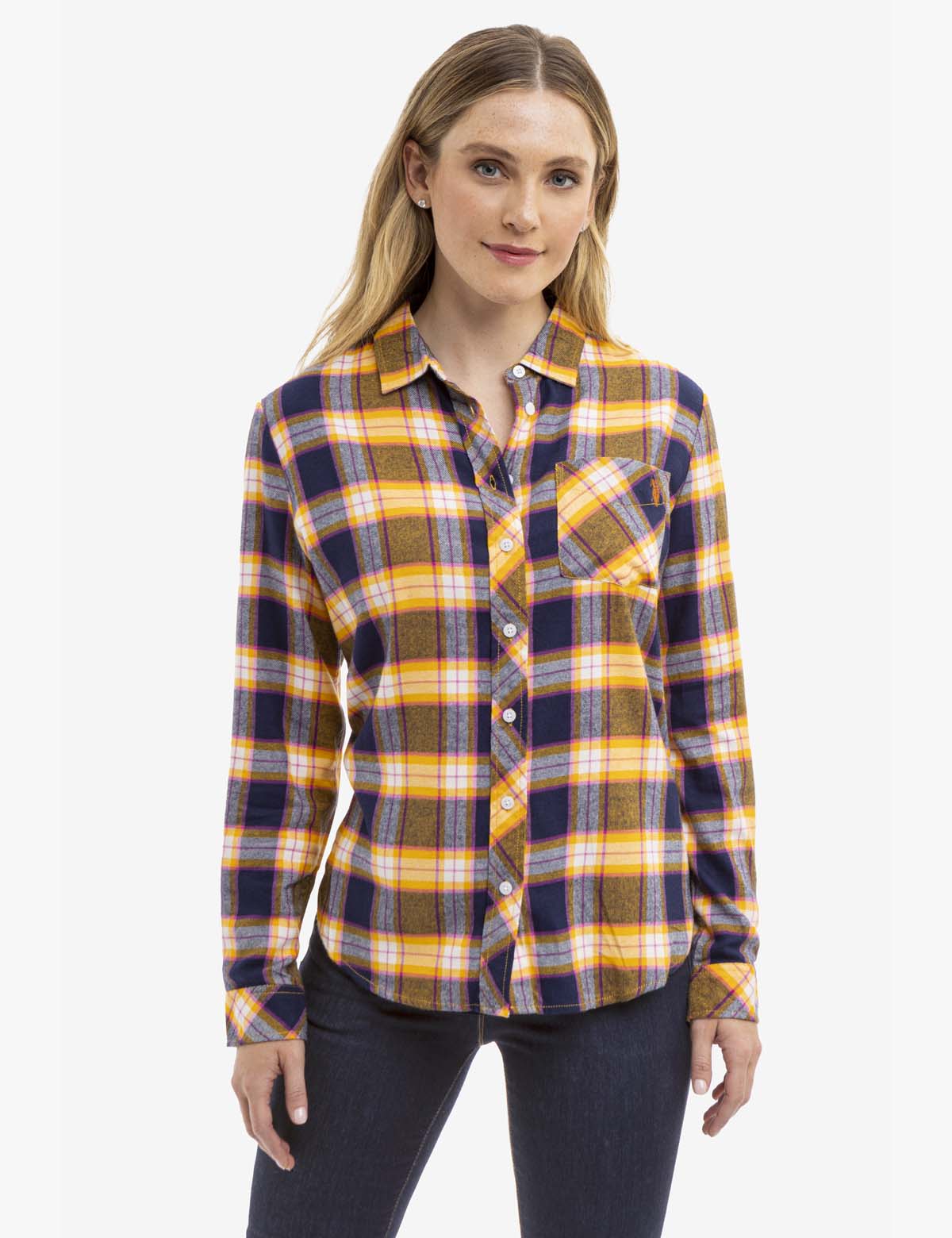 U.S. Polo Assn. - Womens Flannel Plaid Long Sleeve Shirt - Size XS