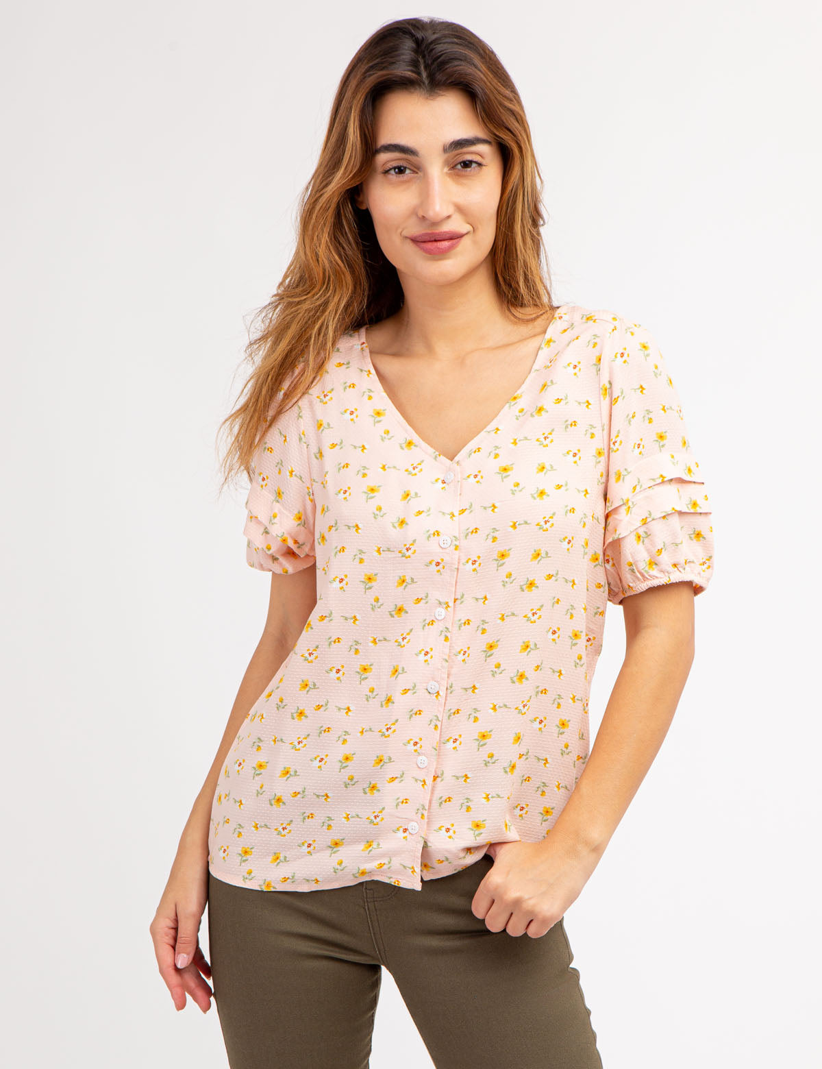 U.S. Polo Assn. - Womens Floral Print Volume Sleeve Top - Size XL