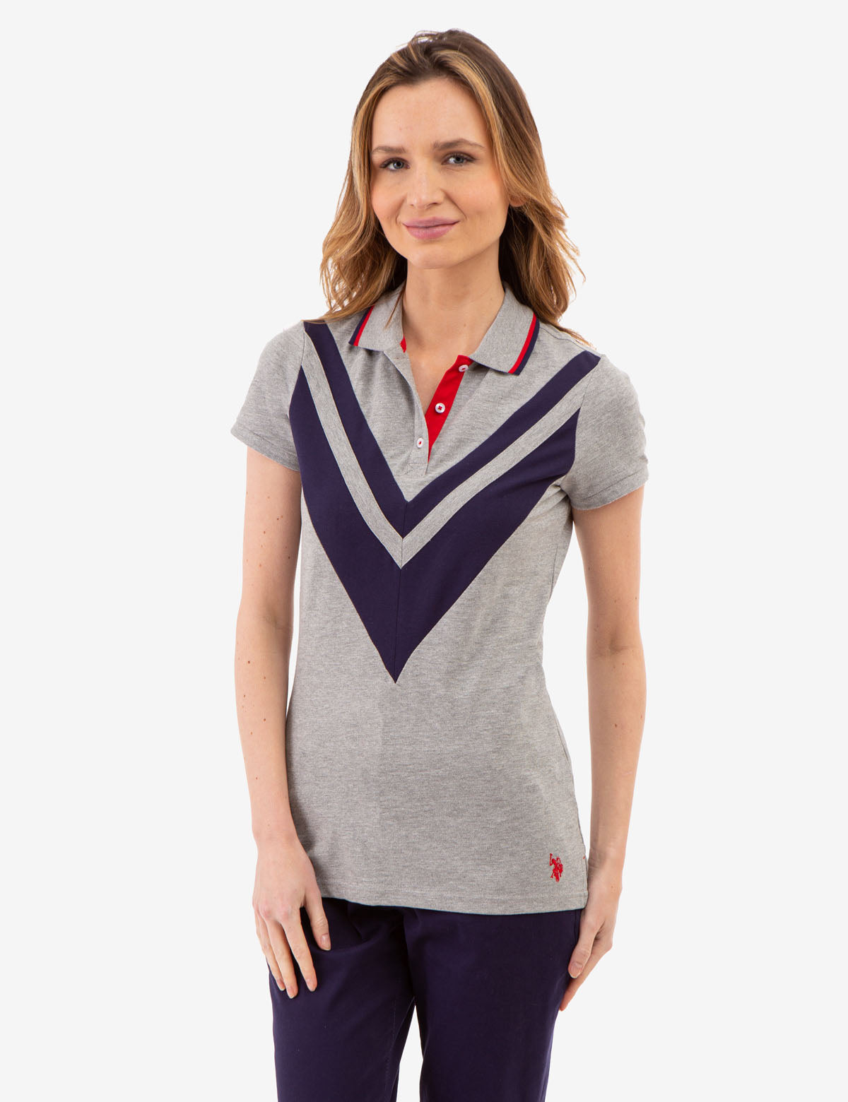 U.S. Polo Assn. - Womens Double Chevron Tipped Polo Shirt - Size M