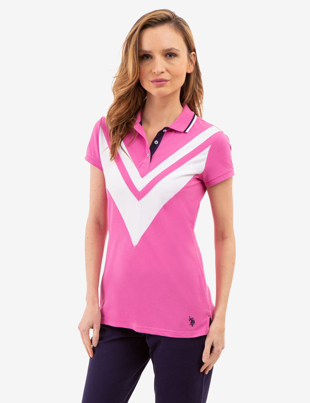 U.S. Polo Assn. - Womens Double Chevron Tipped Polo Shirt - Size XS