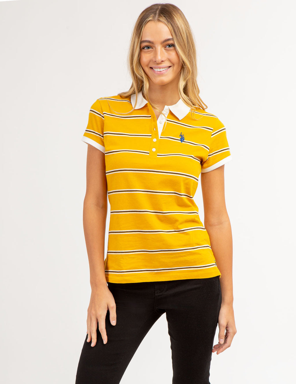 U.S. Polo Assn. - Womens Horizontal Multi Striped Polo Shirt - Size XS