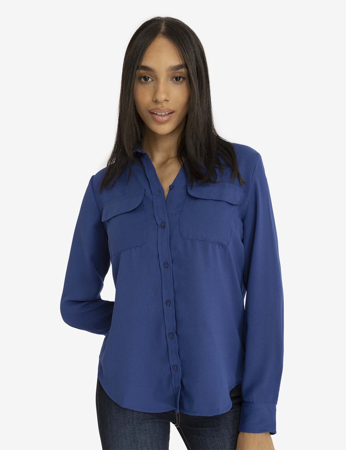 U.S. Polo Assn. - Womens Chest Pocket Pleated Front Top - Size S