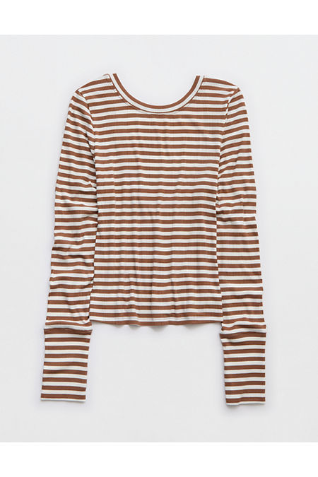 OFFLINE By Aerie Thumbs Up Ribbed Scoop Back T-Shirt Women's Horizon S