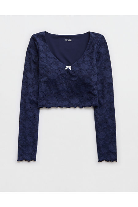 OFFLINE By Aerie Treat Yourself Long Sleeve T-Shirt Women's Royal Navy M