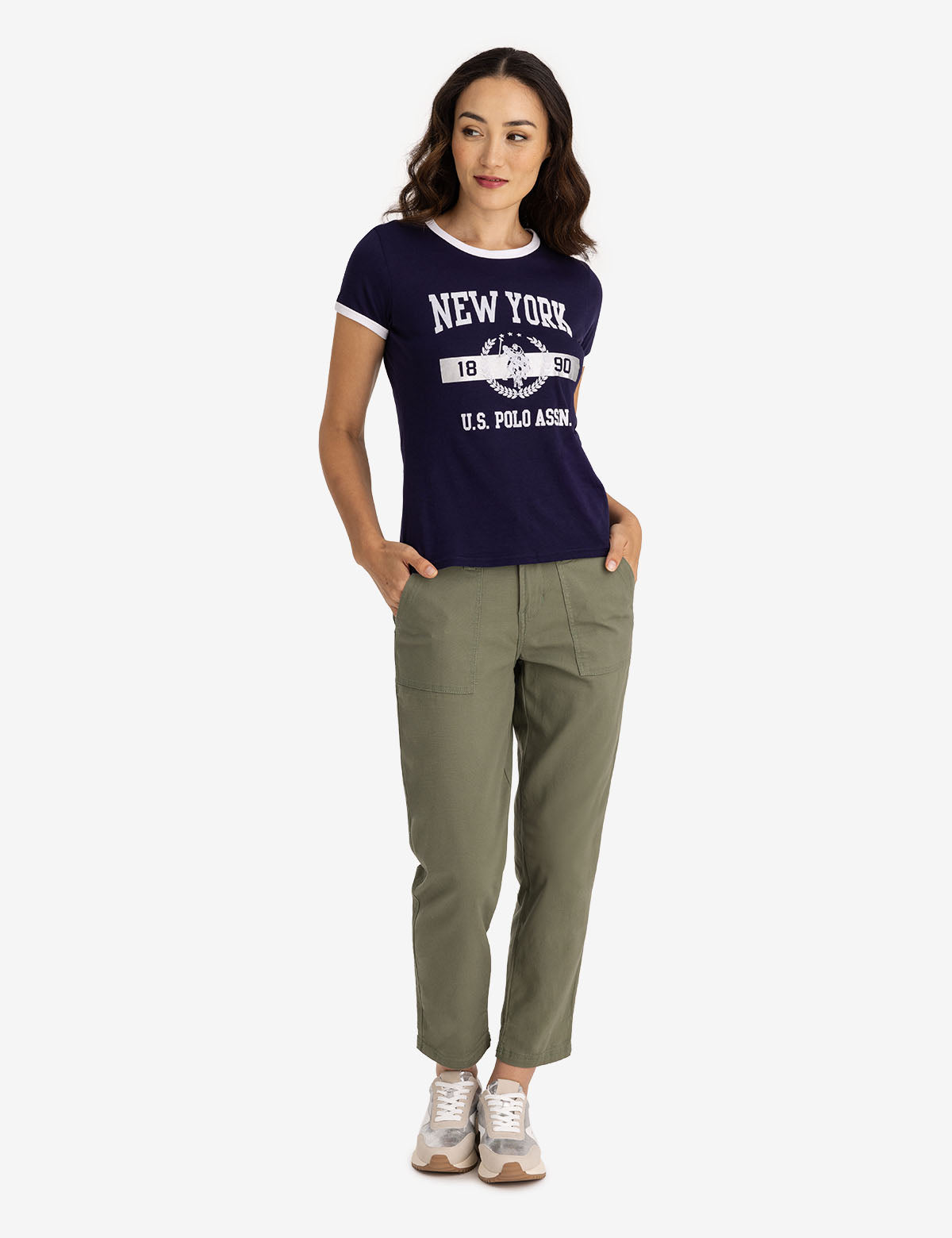 U.S. Polo Assn. - Womens New York Foil Ringer Jersey T-Shirt - Size XS