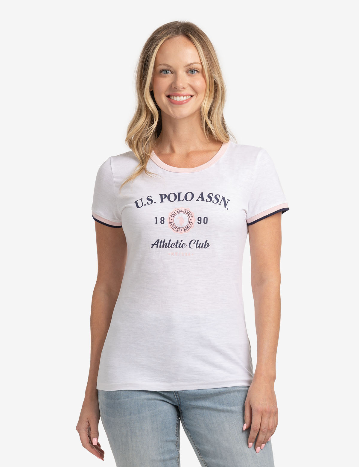 U.S. Polo Assn. - Womens Small Soft Crest Ringer Jersey T-Shirt - Size XS