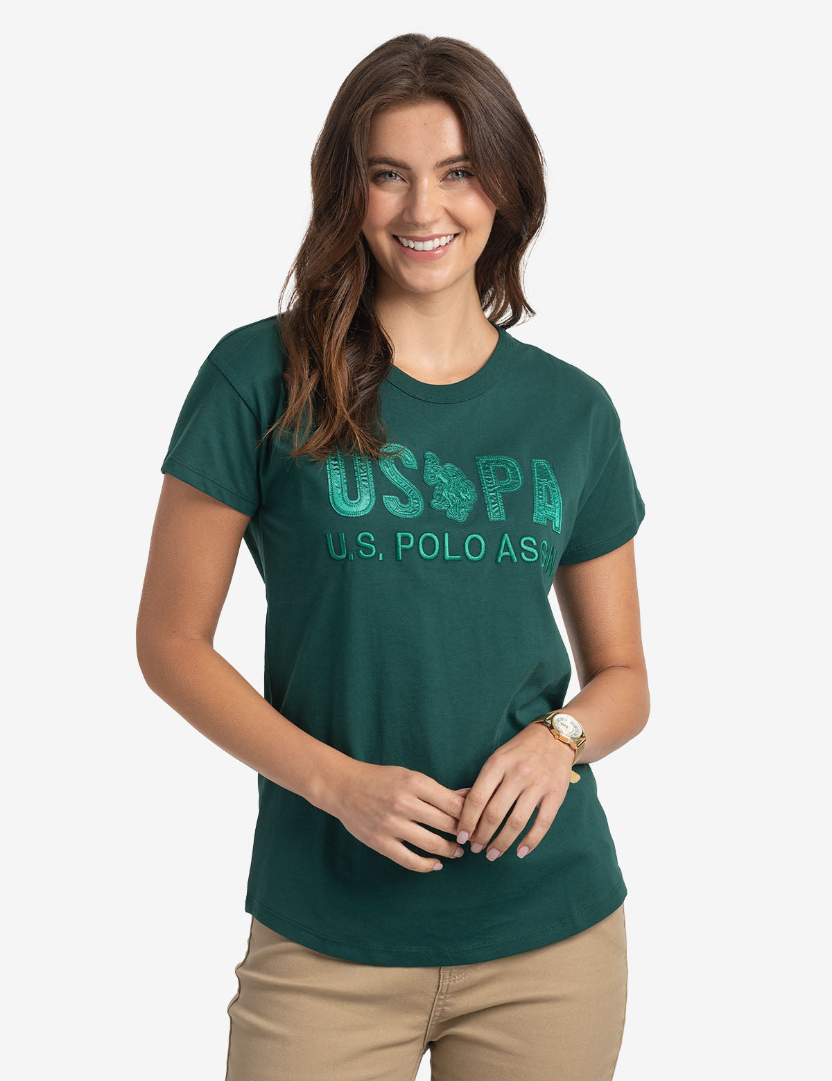 U.S. Polo Assn. - Womens USPA Tonal Applique Dropped Shoulder T-Shirt - Size XS