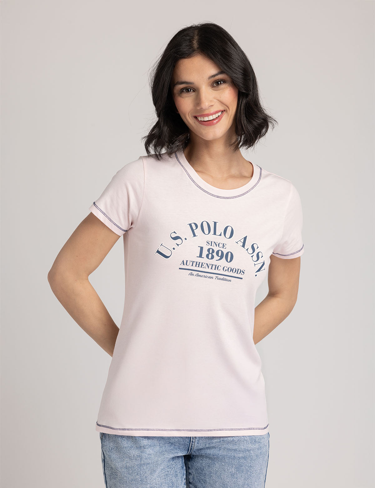U.S. Polo Assn. - Womens Small Soft Crest Ringer Jersey T-Shirt - Size M