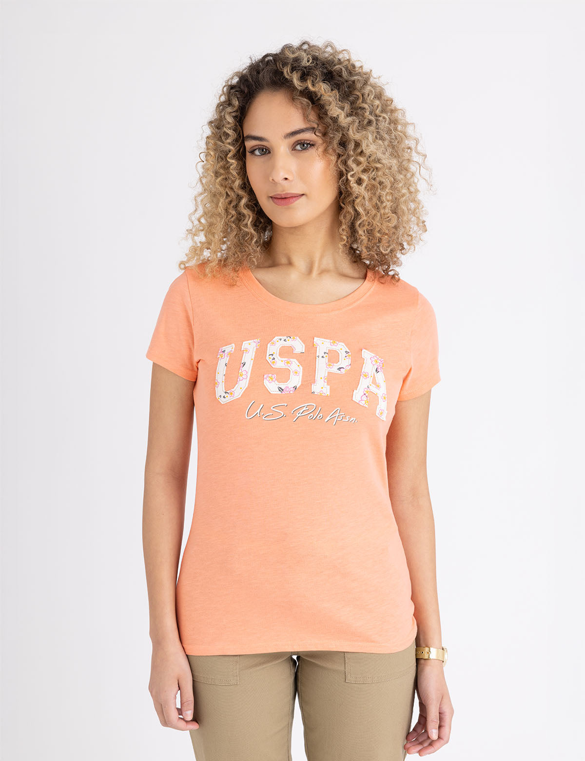 U.S. Polo Assn. - Womens Floral Arch USPA Scoop T-Shirt - Size XS
