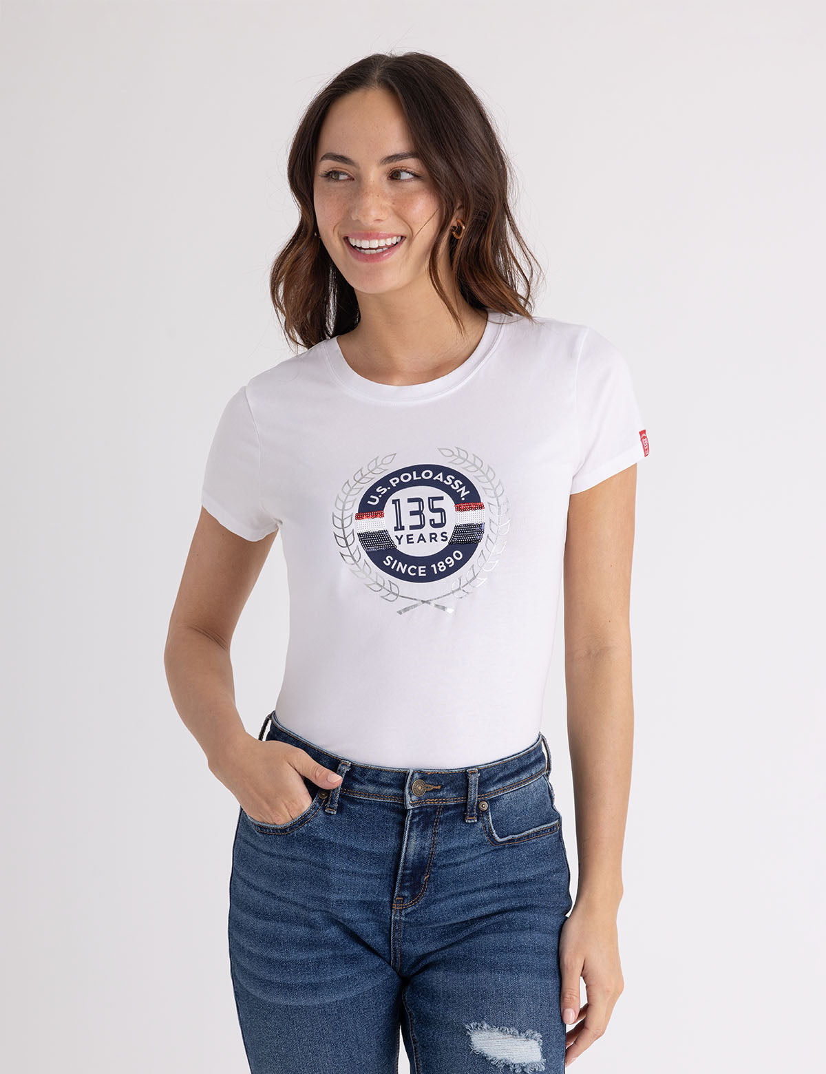 U.S. Polo Assn. - Womens 135 Anniversary Sequin T-Shirt - Size L