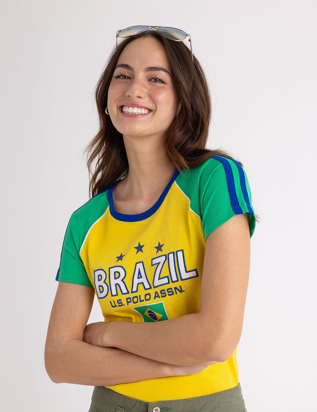 U.S. Polo Assn. - Womens Color Block Brazil T-Shirt - Size S