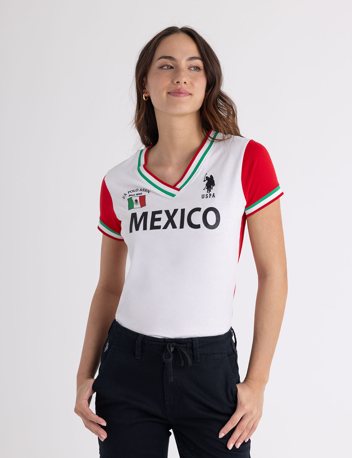 U.S. Polo Assn. - Womens Color Block Mexico T-Shirt - Size L