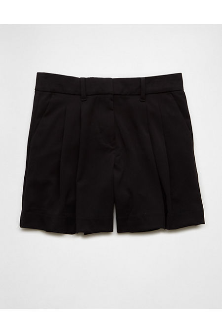 AE 6 Stretch High-Waisted Pleated Trouser Short Women's Black 10