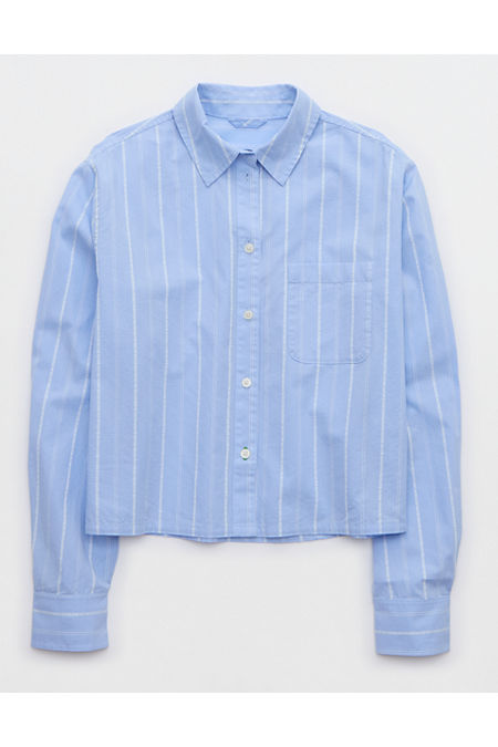 Aerie Off-Duty Poplin Pajama Shirt Women's Ocean Sky XXS