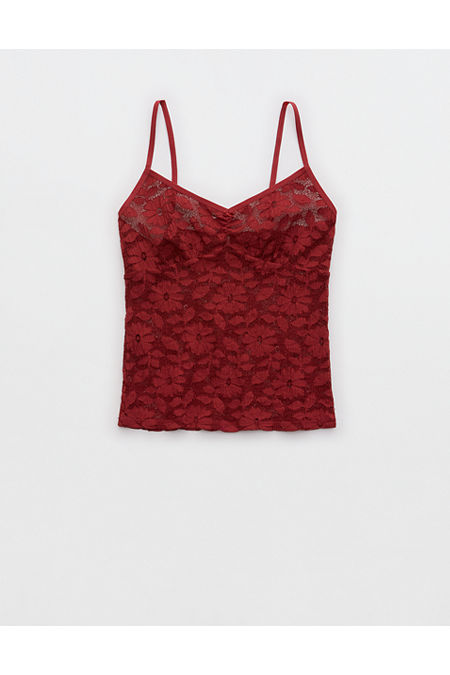 Aerie Offshore Lace Tank Top Women's Summer Burgundy M