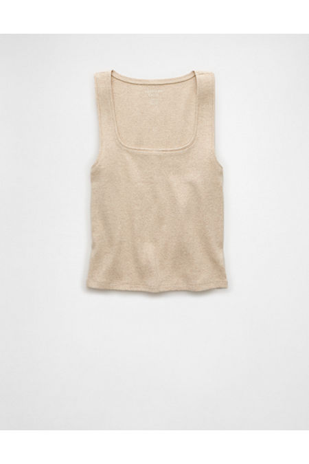 AE Main Squeeze Square Neck Tank Top Women's Oatmeal Heather S