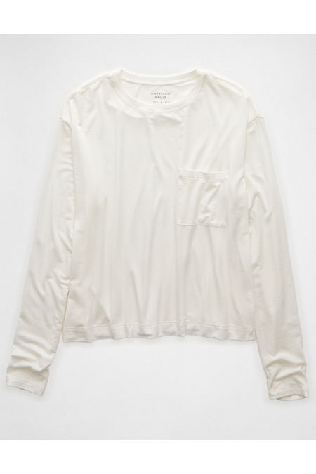 AE Soft  Sexy Long-Sleeve Pocket T-Shirt Women's White XS