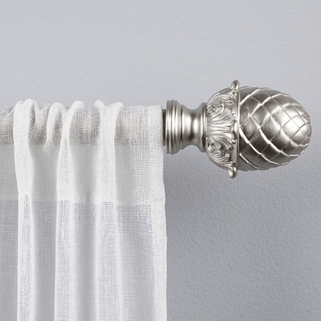 Exclusive Home Curtains Acorn 1 IN Adjustable Curtain Rod, One Size, Silver