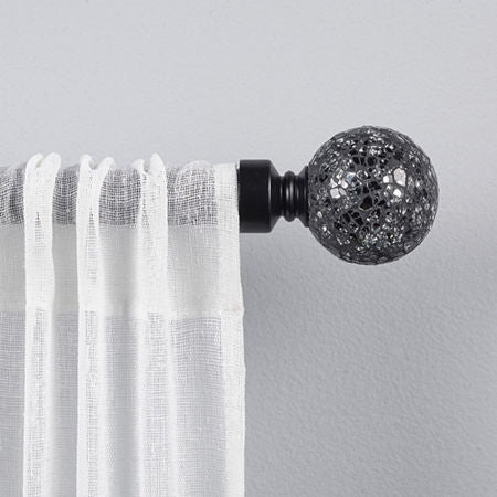 Exclusive Home Curtains Black Pearl Mosaic 1 IN Adjustable Curtain Rod, One Size, Black