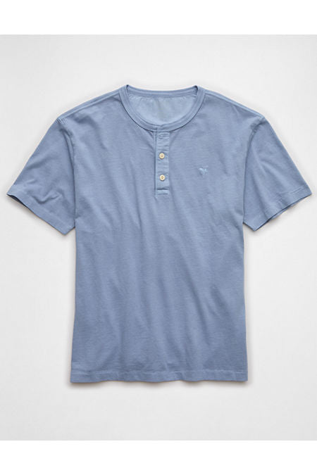 AE Lived-In Henley T-Shirt Men's Light Blue XS
