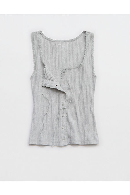Aerie Sneak Peek Tank Top Women's Medium Heather Gray XS