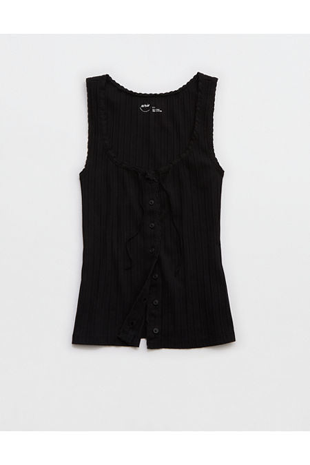 Aerie Sneak Peek Tank Top Women's True Black XS
