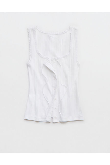 Aerie Sneak Peek Tank Top Women's White XL