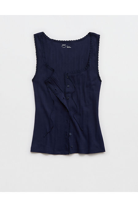 Aerie Sneak Peek Tank Top Women's Navy M
