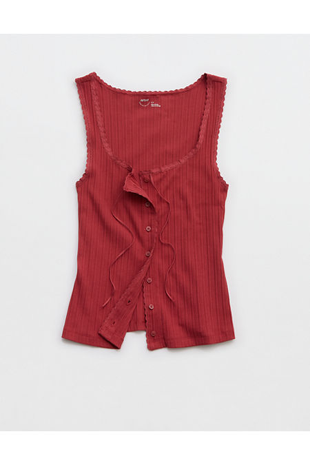 Aerie Sneak Peek Tank Top Women's Summer Burgundy L