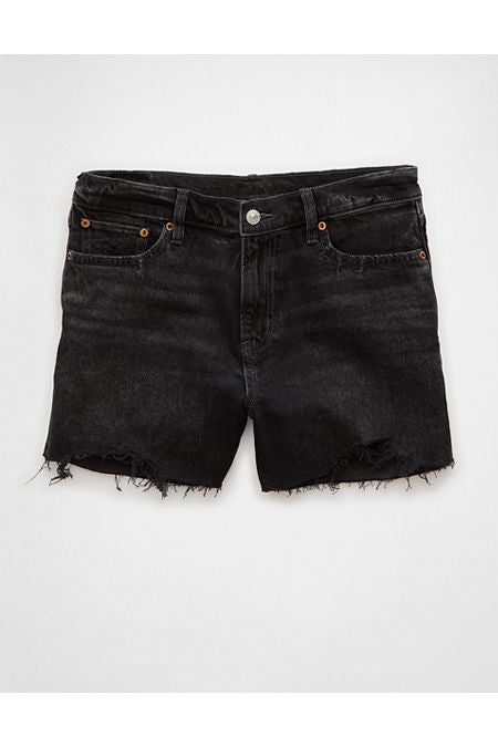 AE Stretch Low-Rise Ex-Boyfriend Denim Short Women's Black Acid Wash 4