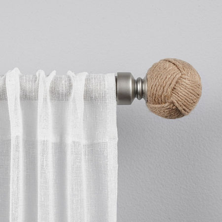 Exclusive Home Curtains Rope Knot 1 IN Adjustable Curtain Rod, One Size, Silver