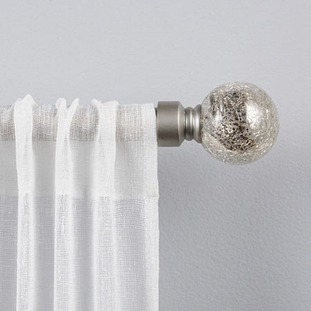 Exclusive Home Curtains Silver Aged Sphere 1 IN Adjustable Curtain Rod, One Size, Silver
