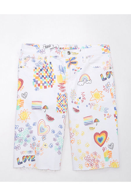 AE Pride Stretch Low-Rise Baggy Bermuda Short Women's White 6