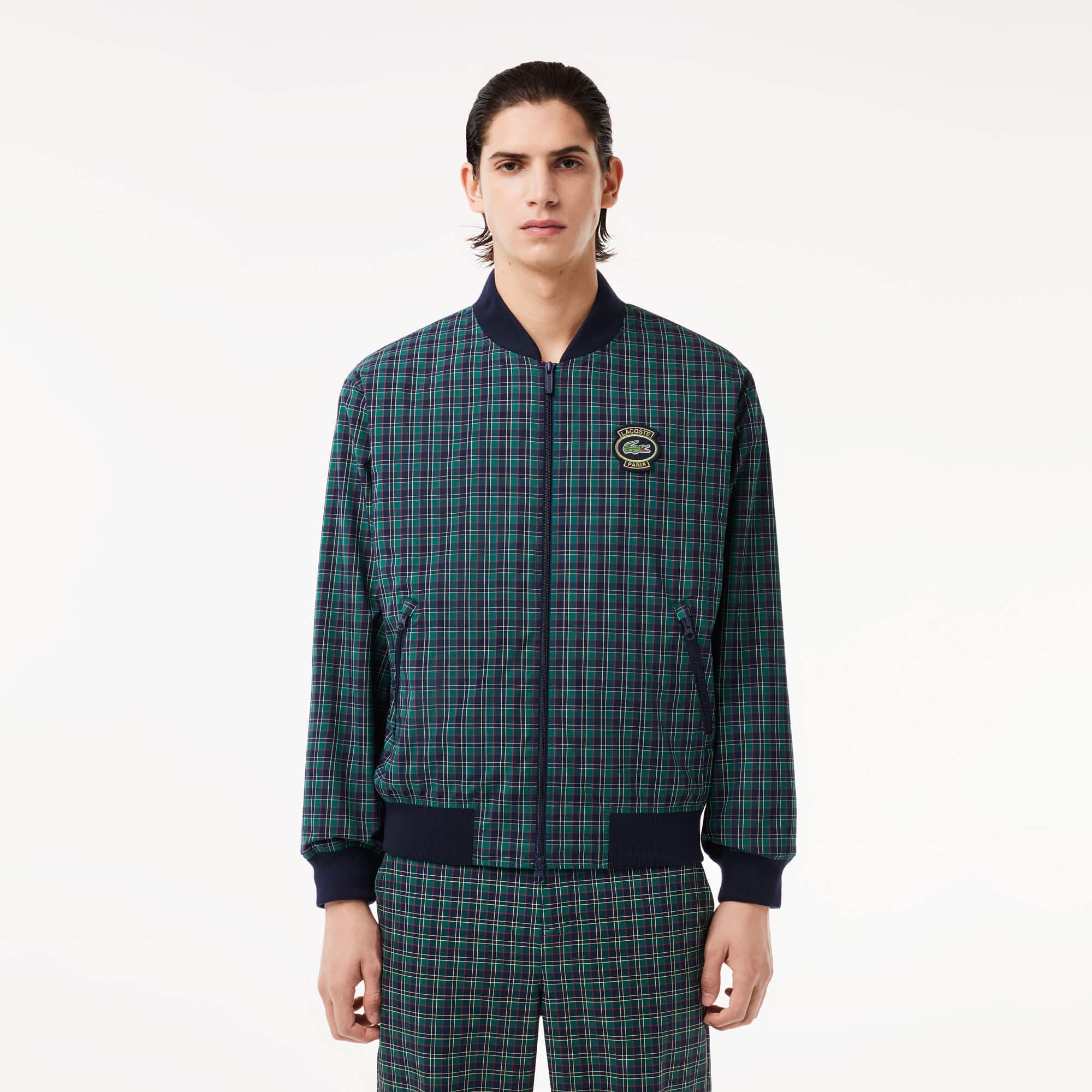 Lacoste Men's Checked Water-Repellent Harrington Jacket - 58 - XL