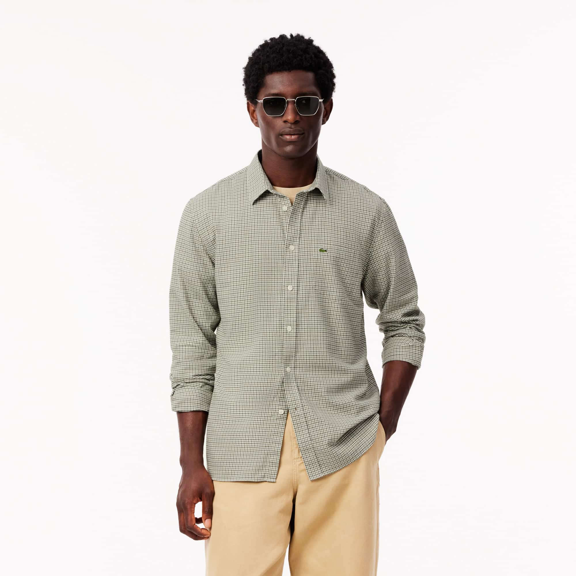 Lacoste Men's Regular Fit Cotton Flannel Shirt - 15 - 38