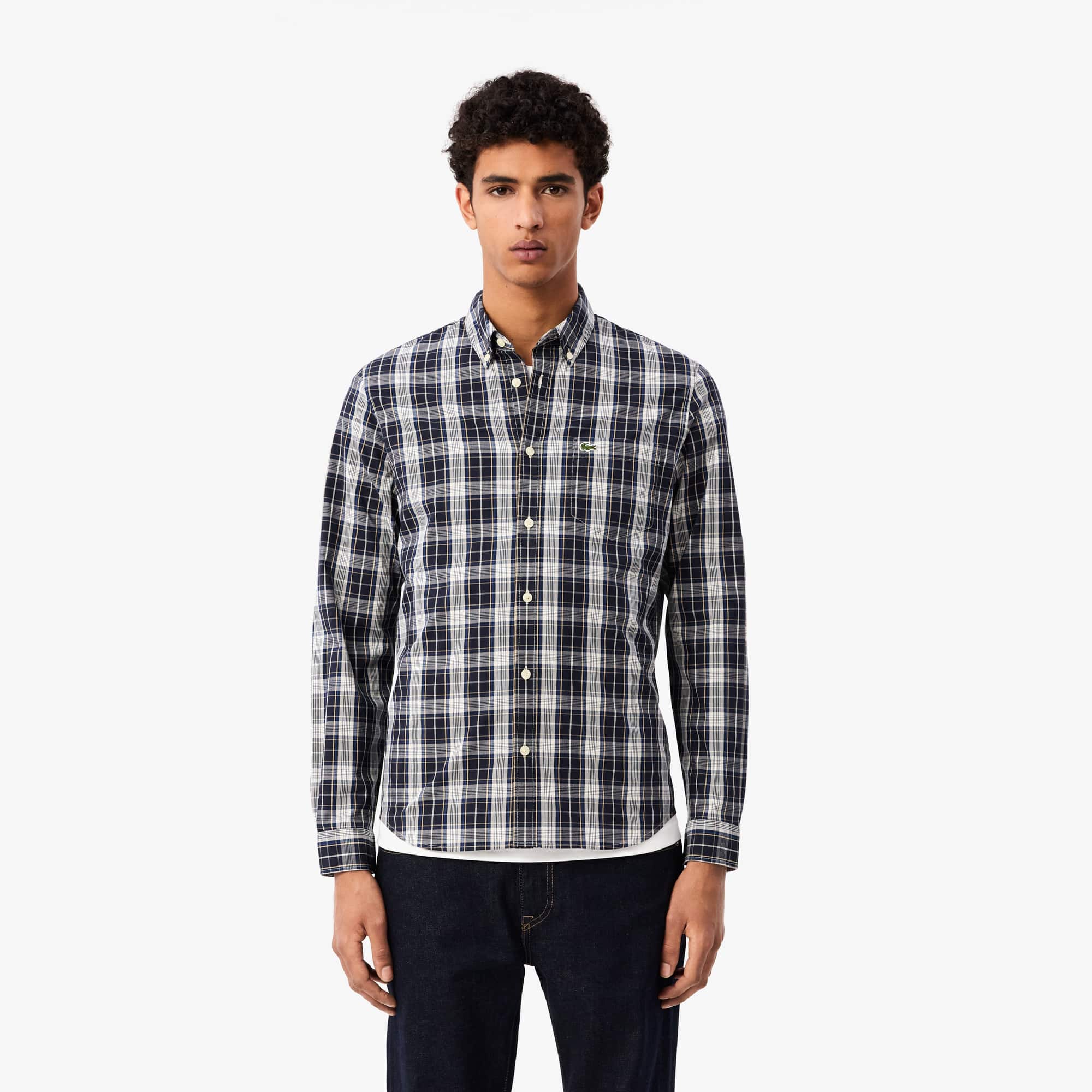 Lacoste Men's Slim Fit Stretch Plaid Shirt - 16_ - 42