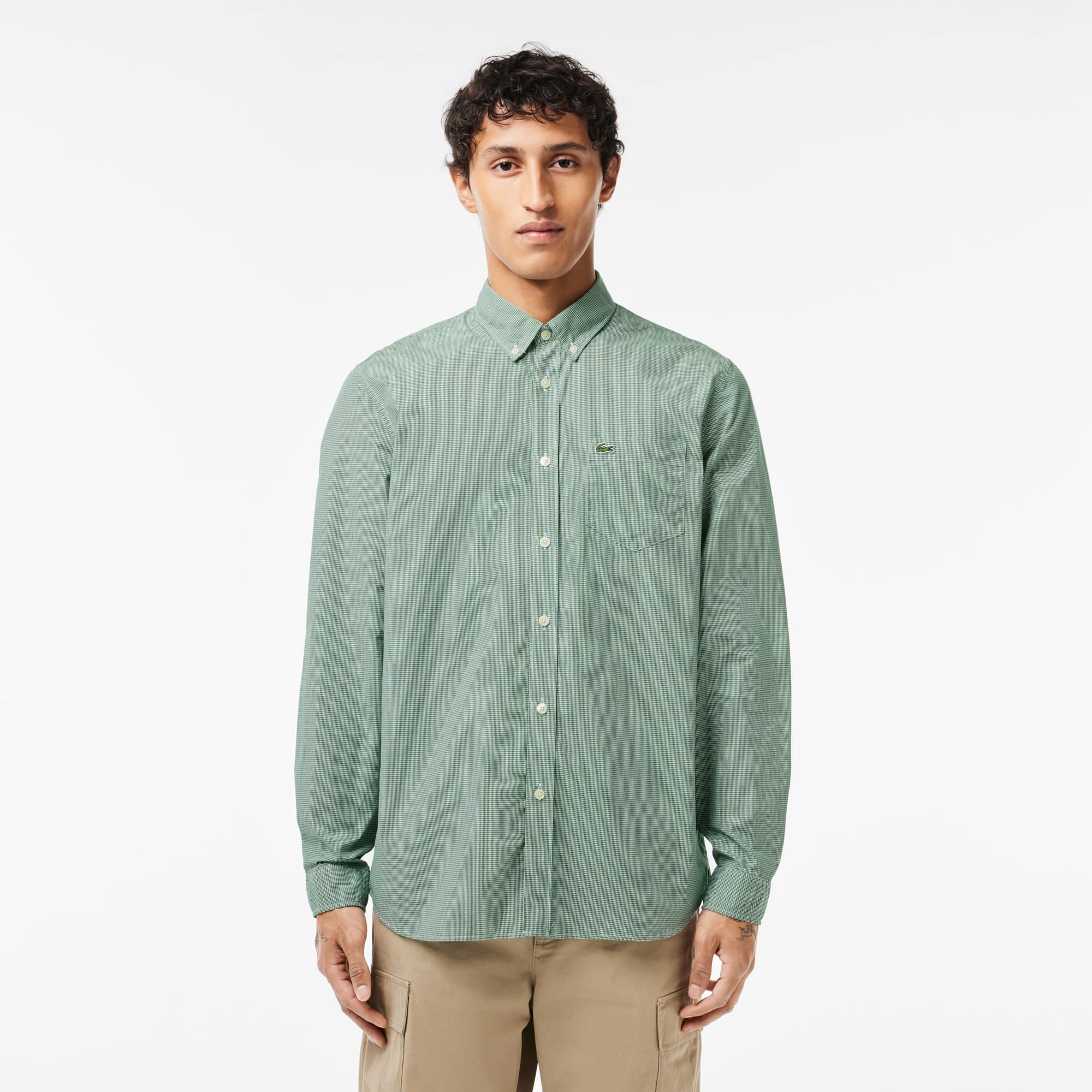 Lacoste Men's Regular Fit Gingham Poplin Shirt - 17_ - 44