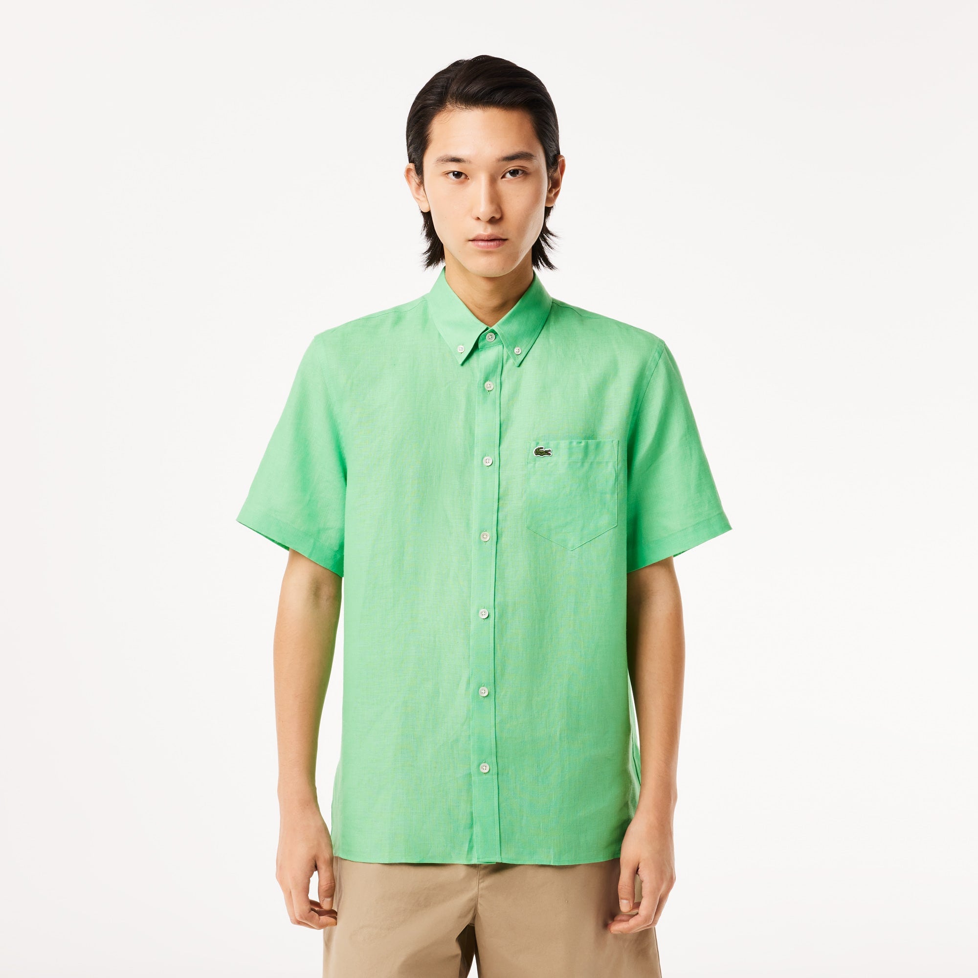 Lacoste Men's Short Sleeve Linen Shirt   - 17_ - 44