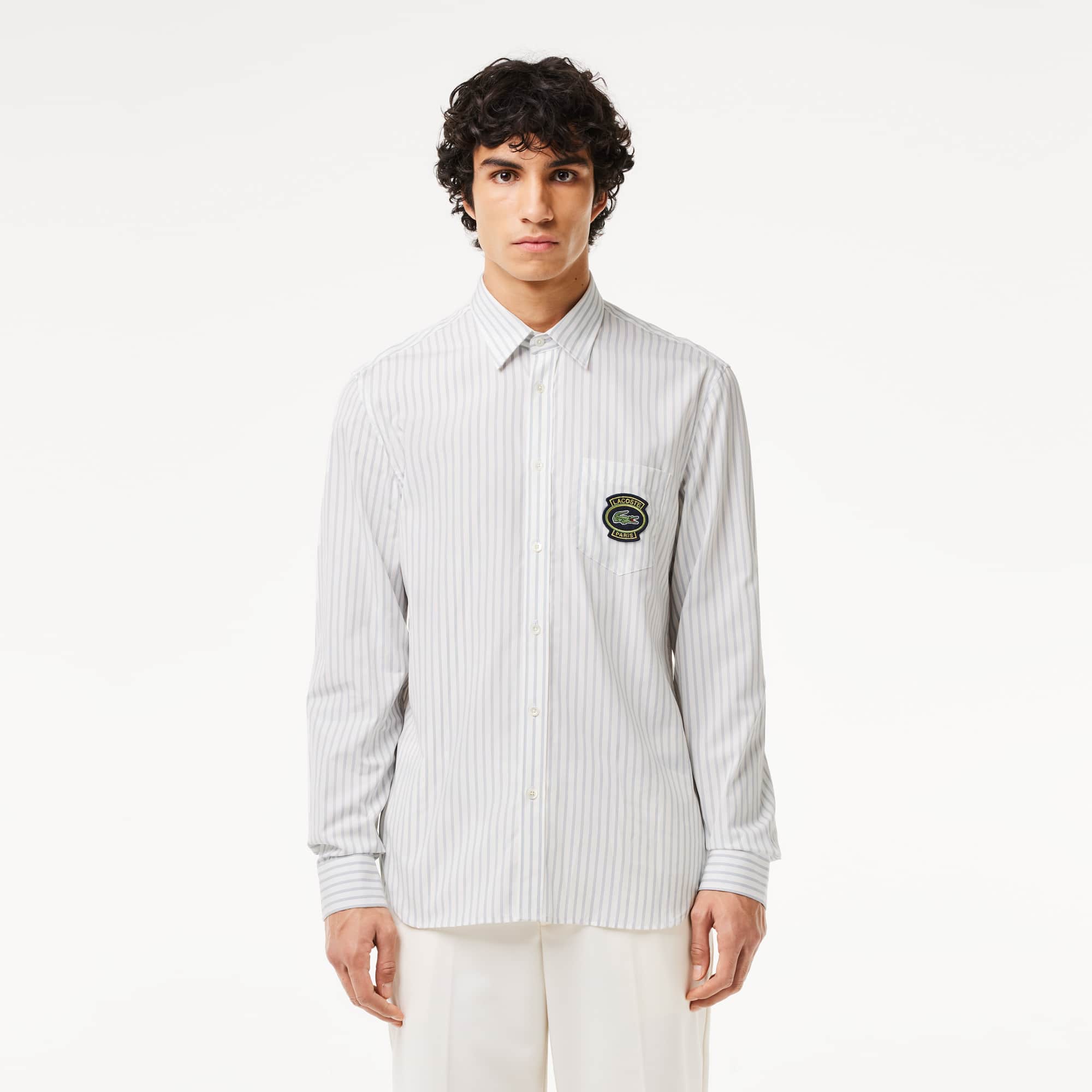 Lacoste Men's Regular Fit Badge Accent Striped Shirt - 16_ - 42