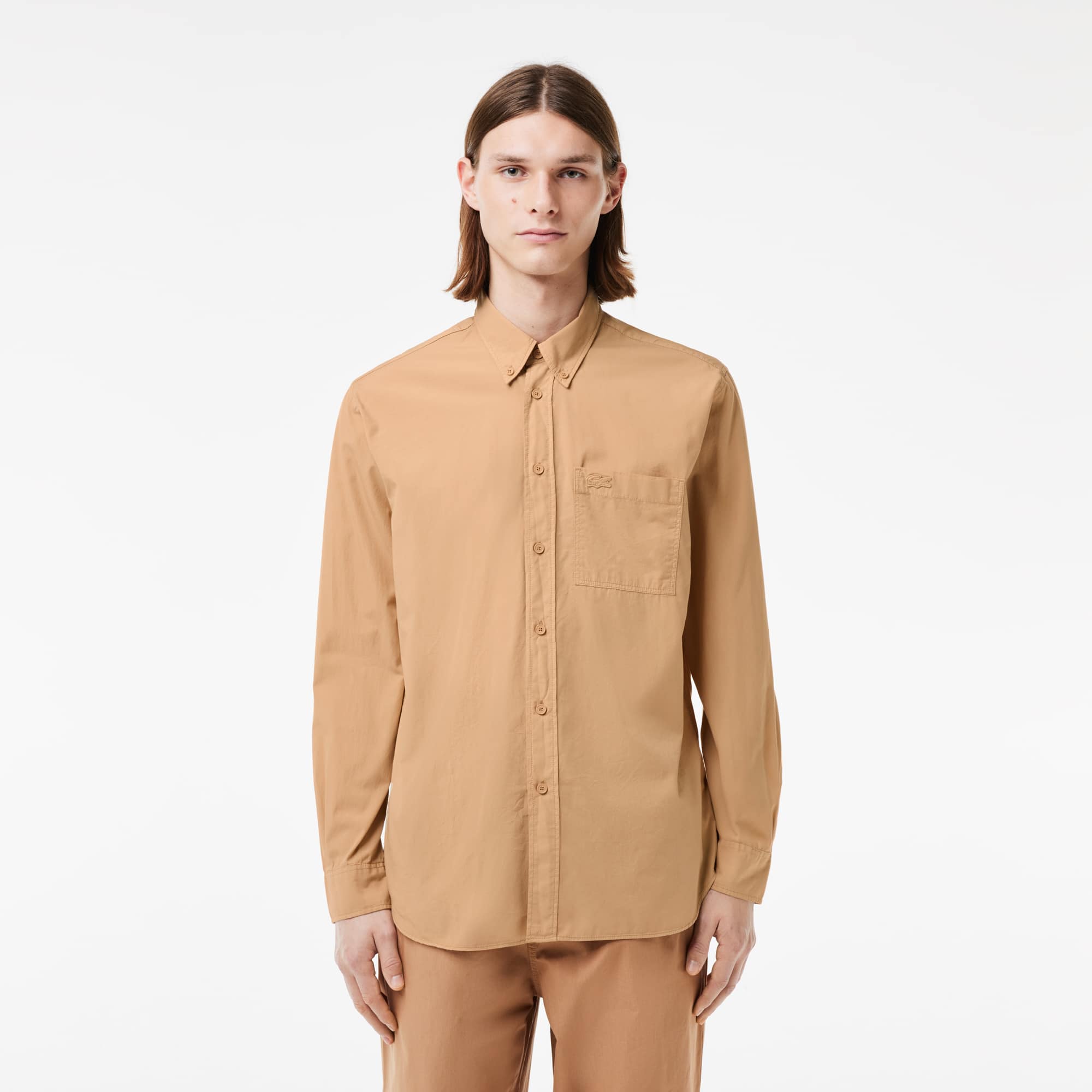Lacoste Men's Relaxed Fit Washed Effect Poplin Shirt - 15_ - 40