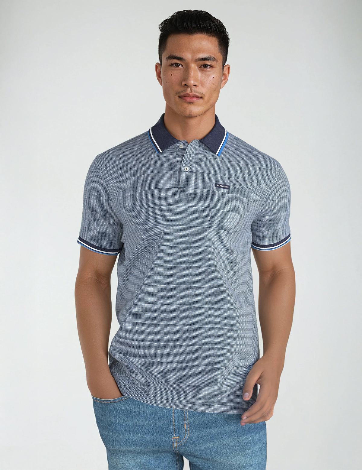 U.S. Polo Assn. - Mens Birdseye Jacquard Pique Polo Shirt - Size L