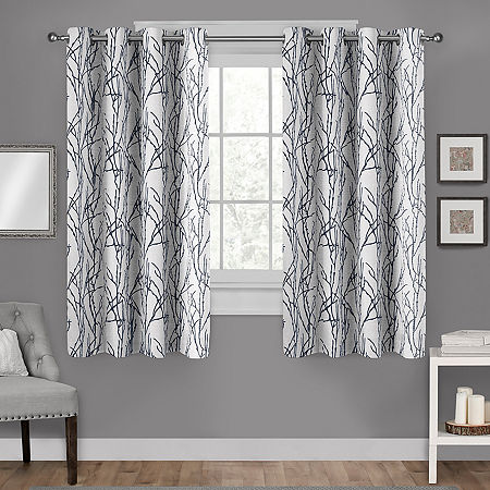 Exclusive Home Curtains Branches Grommet Top Light-Filtering Set of 2 Curtain Panels, One Size, Blue
