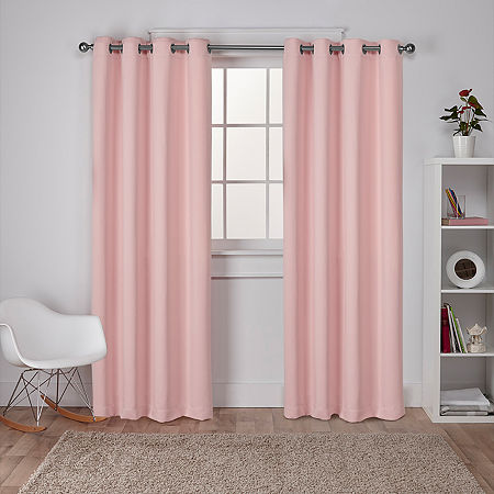 Exclusive Home Curtains Sateen Grommet Top Blackout Set of 2 Curtain Panels, One Size, Pink