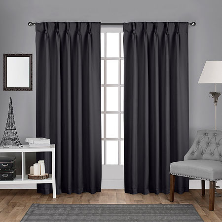 Exclusive Home Curtains Sateen Pinch Pleat Energy Saving Blackout Set of 2 Curtain Panels, One Size, Gray