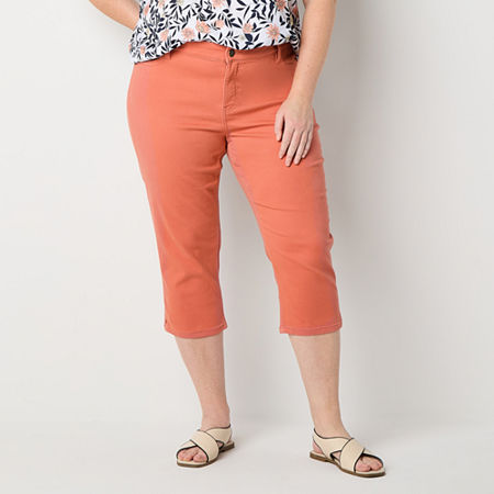 Liz Claiborne Sara Womens Mid Rise Plus Capri Pant, 18w, Orange