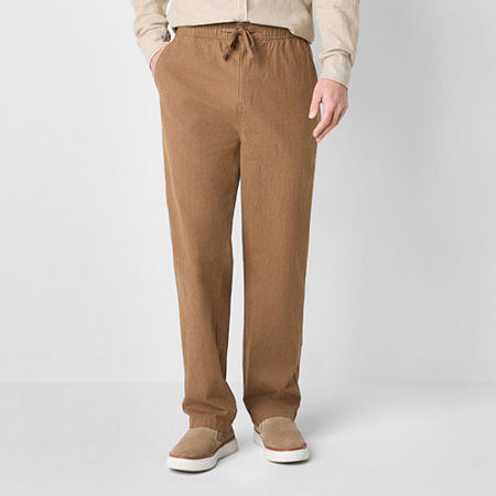mutual weave Mens Relaxed Fit Pull-On Pants, Small, Brown