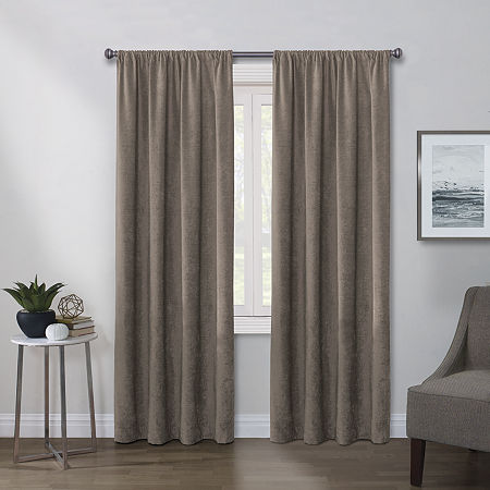 Regal Home Chenille Rod Pocket Light-Filtering Single Curtain Panels, One Size, Brown