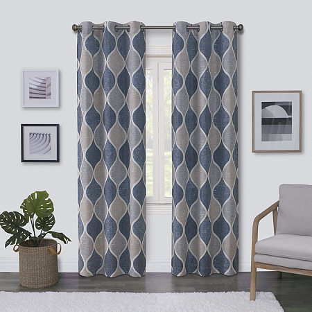 Regal Home Surfaces Ogee Grommet Top Light-Filtering Single Curtain Panels, One Size, Blue